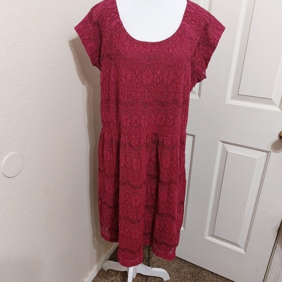 Garnet Hill pink cap sleeve lace dress lined synched waist wedding guest 18 - Picture 1 of 13